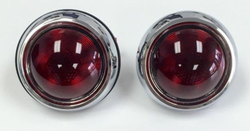 Tail Lights, Glass Lens, Pair, Hot Rat Rod, 1950 Pontiac Style