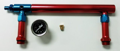 Aluminum Holley 4150 Double Pumper Fuel Log Red Blue Anodized w/ Black Oil Gauge Aluminum Holley 4150 Double Pumper Fuel Log Red Blue Anodized w/ Black Oil Gauge