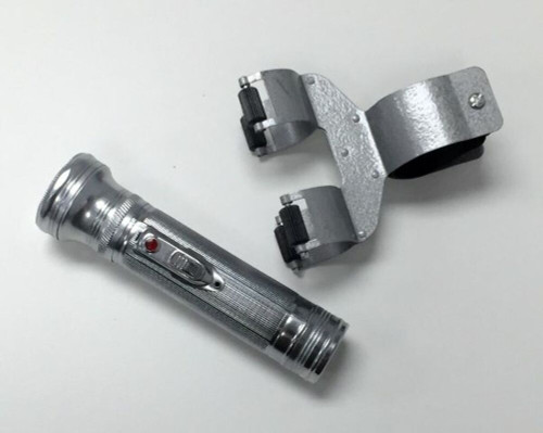 Vintage Chrome Flashlight W/ Steering Column Mount, For Rat Rod Car & Truck