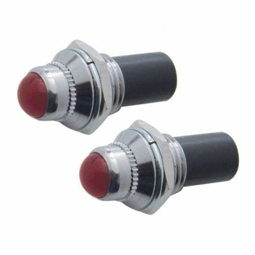 2 Red Mini Pilot  Lights - Incandescent, Fits 3/8" Dash Hole, Sold As Pair