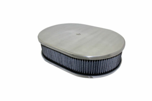 12" Smooth Polished Aluminum Oval Air Cleaner w/ Washable Filter Chevy Ford V8