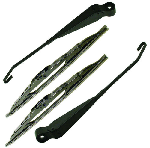 Wiper Arm & Blade Package, 4pc, Black, Fits VW Type 1 Bug/Beetle 1970-1972 KT-1077