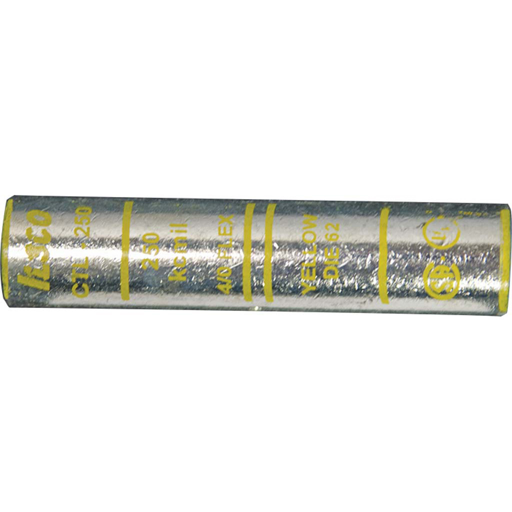 250 MCM, Butt Connector (Yellow), Copper Industrial Lugs - Hi-Line