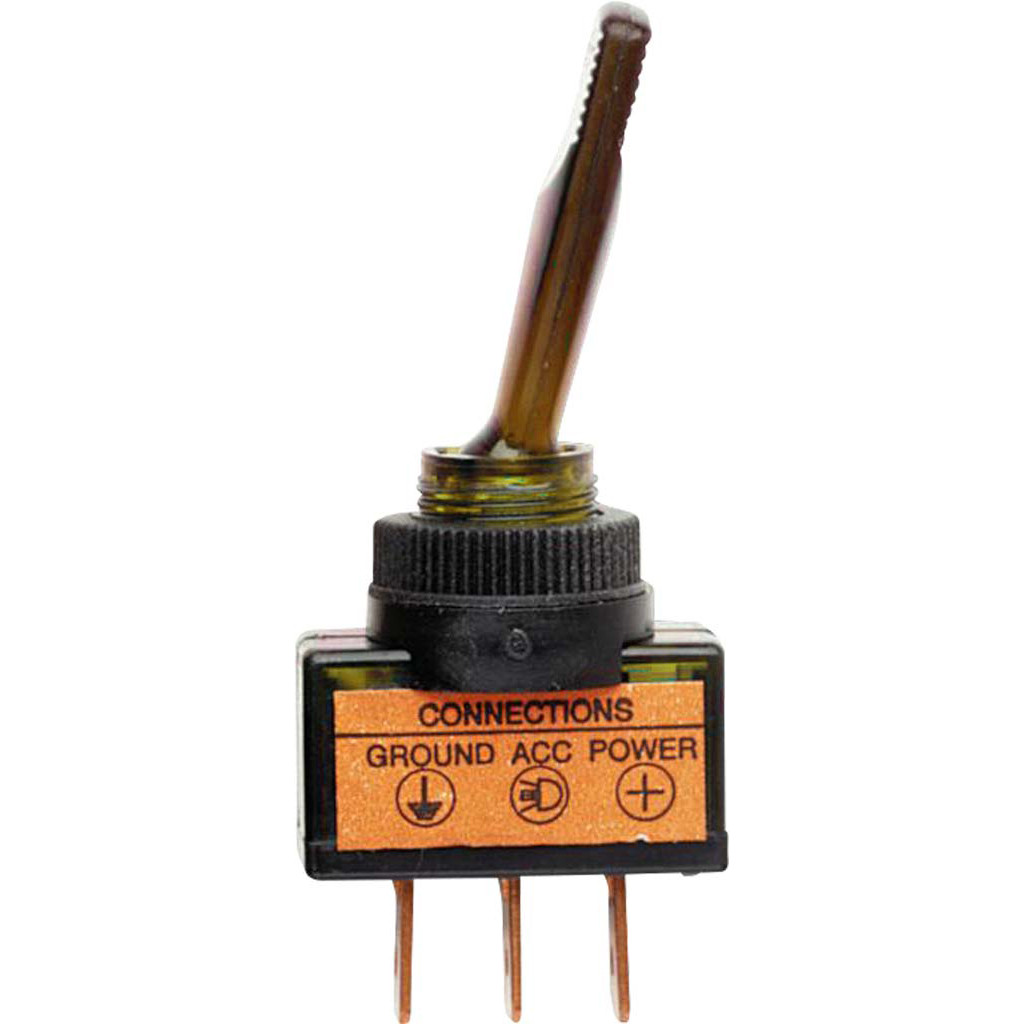 20 AMP, 12 VDC Amber, Illuminated Toggle Switch - Hi-Line Inc.