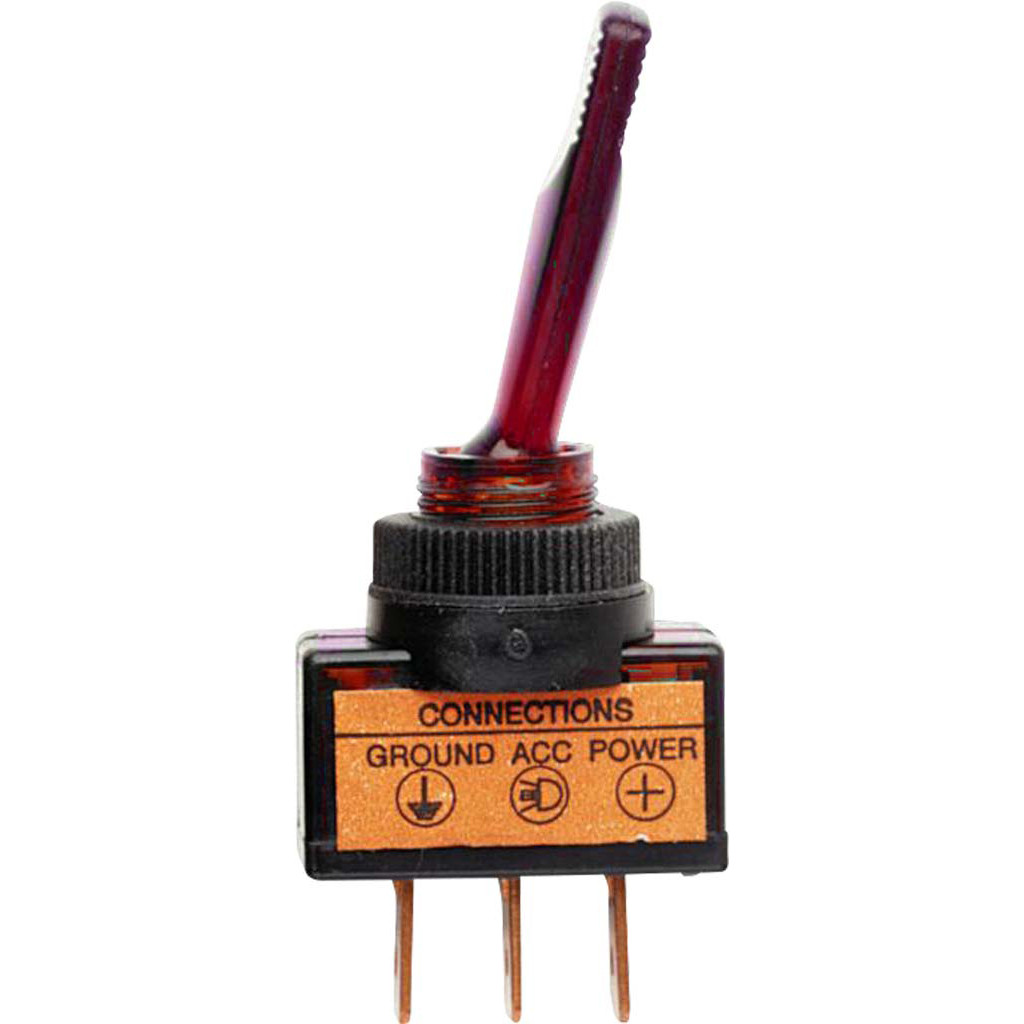 20 AMP, 12 VDC Red, Illuminated Toggle Switch - LED - Hi-Line Inc.