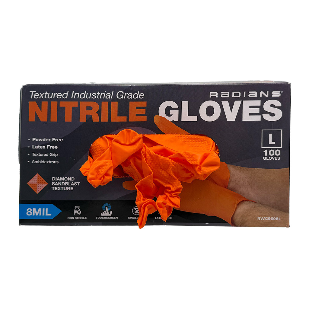 8 Mil Nitrile Gloves with Diamond Texture Grip - XLarge - Hi-Line Inc.