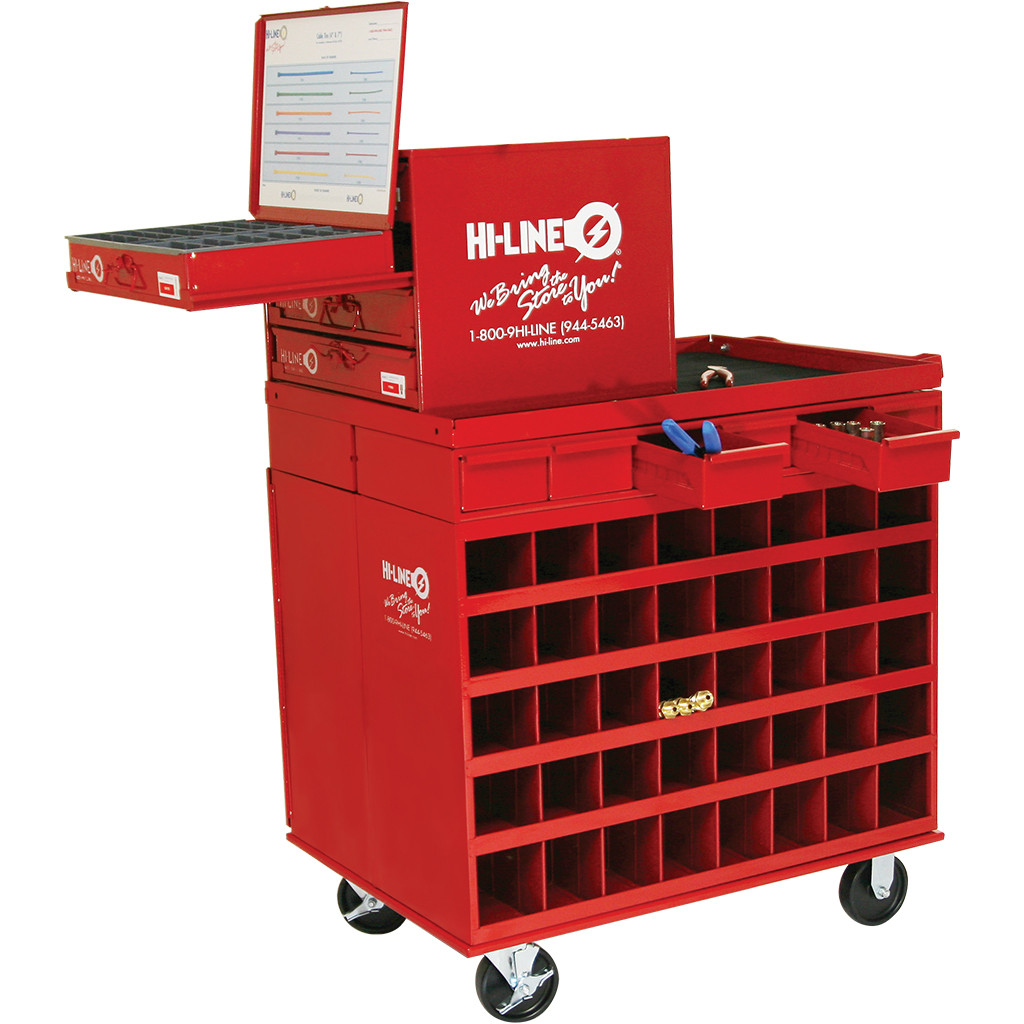 Mobile Cart, with Handle, 6 Drawers and 40 Bin Compartments - Hi
