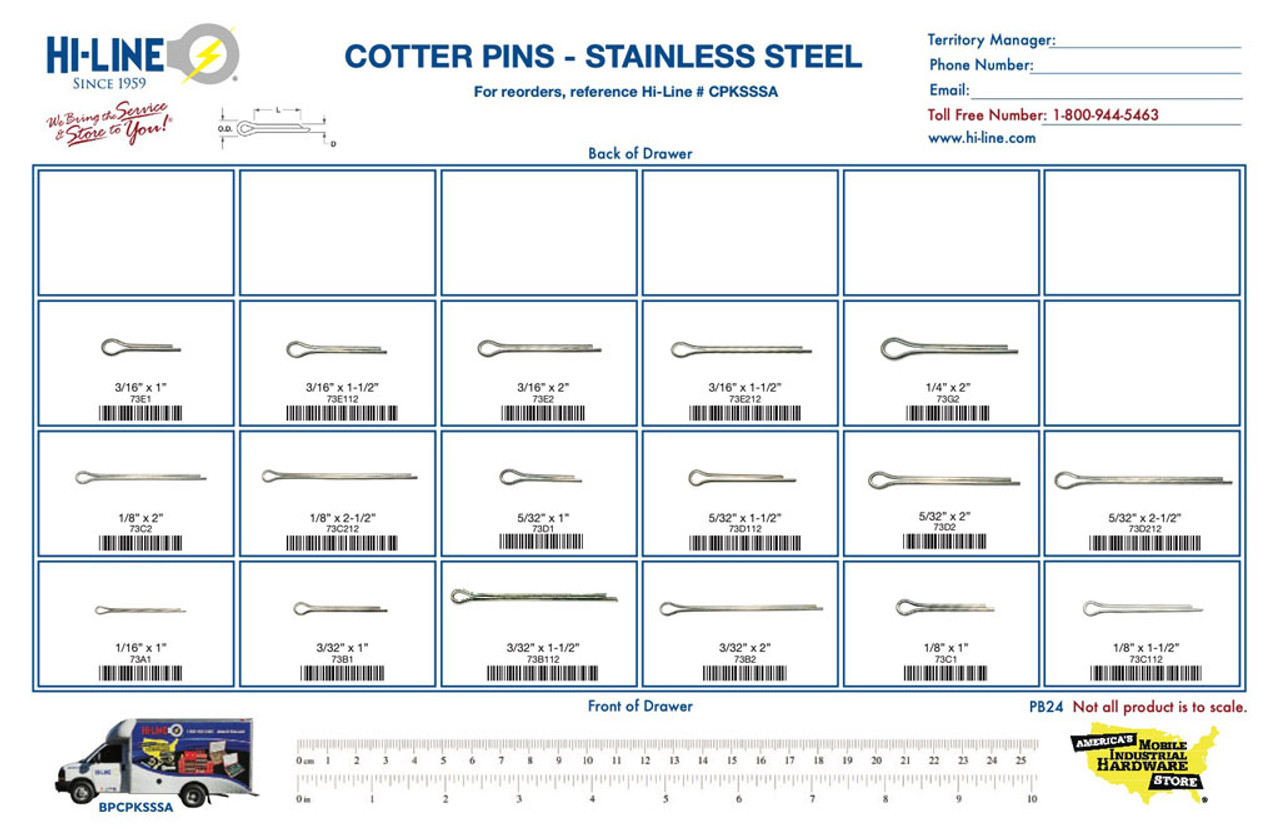 Cotter Pins Stainless Steel Starter Assortment Hi Line Inc 