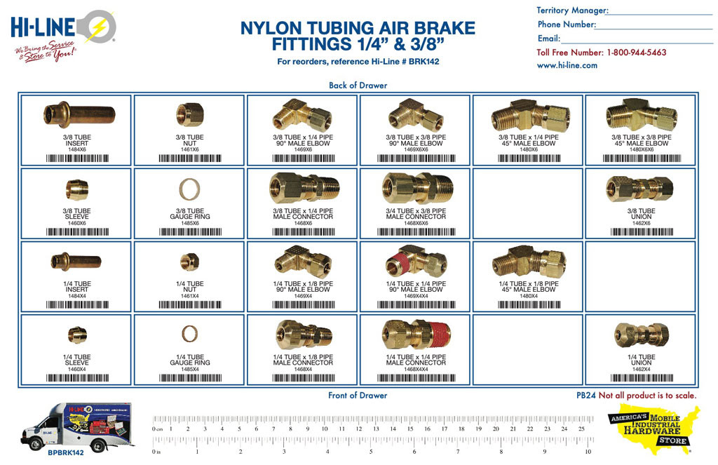 Nylon D.O.T. Air Brake Fittings 1/4" & 3/8" Full Assortment HiLine