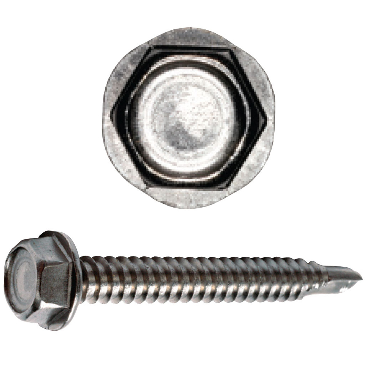 #14 x 1-1/4" Hex Washer Head Self Drilling Screws Stainless Steel Metal Qty25