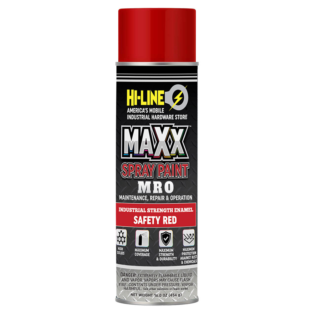 Maxx Spray Paint MRO Enamel, Safety Red - Hi-Line Inc.
