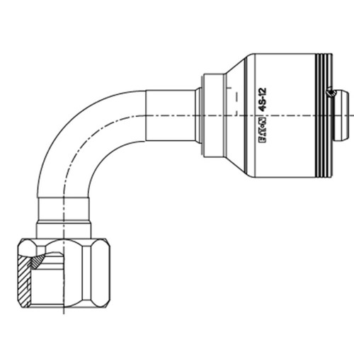 Female JIC 37 deg Swivel (FJB), 90 deg Elbow