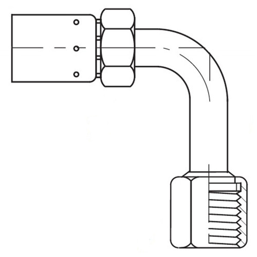 Female FOR-SEAL Swivel Long Drop 90 deg Tube Elbow