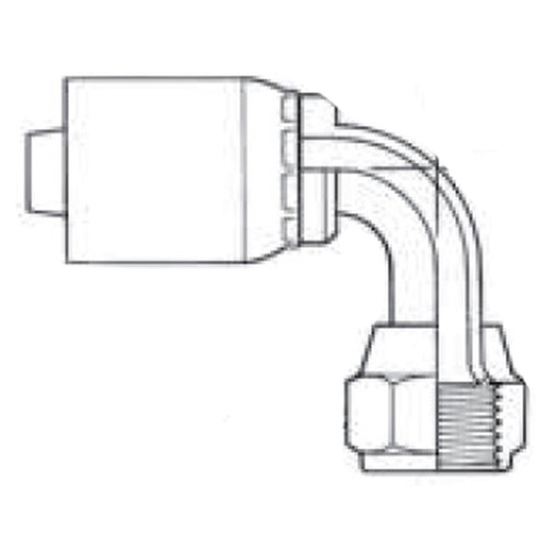 JIC 37 deg Female Swivel 90 deg Long Drop Elbow