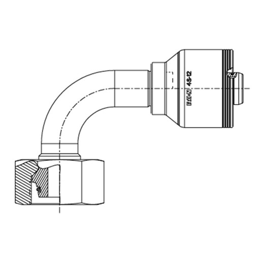 Female swivel DIN 24 seat(DSB) SRh Heavy 90 Elbow