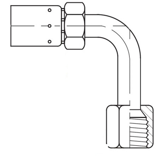 JIC 37 Female Swivel Long Drop 90 deg Tube Elbow