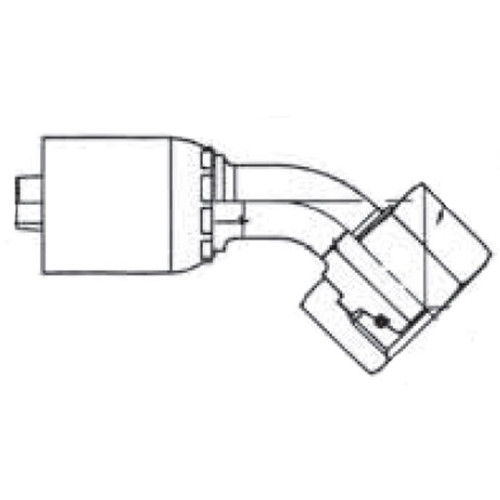 Female Swivel DIN 24 deg Seat 45 Light Tube Elbow