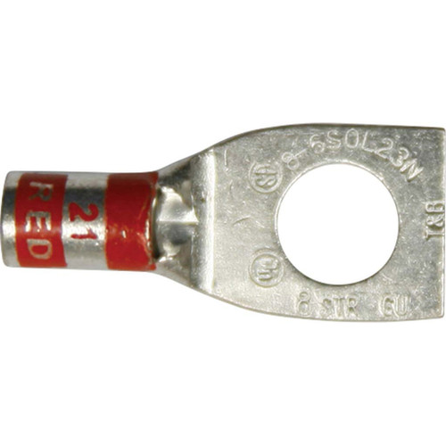 8 AWG, Single Hole, 5/16" Stud, (Red) Copper Industrial Lugs 8 AWG, Single Hole, 5/16" Stud, (Red) Copper Industrial Lugs