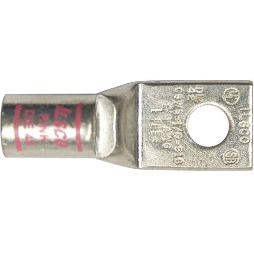 1/0 AWG, Single Hole, 5/16" Stud, (Pink) Copper Industrial Lugs