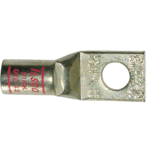 1/0 AWG, Single Hole, 3/8" Stud, (Pink) Copper Industrial Lugs 1