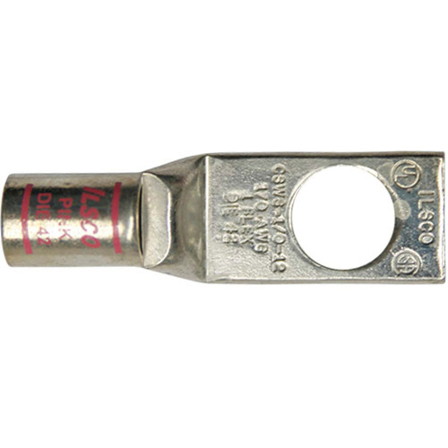 1/0 AWG, Single Hole, 1/2" Stud, (Pink) Copper Industrial Lugs 1/0 AWG, Single Hole, 1/2" Stud, (Pink) Copper Industrial Lugs