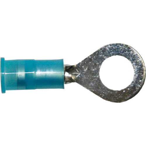 16-14 AWG, Ring, 1/4" Stud, Copper Nylon Insulated Brass Support Sleeve 16-14 AWG, Ring, 1/4" Stud, Copper Nylon Insulated Brass Support Sleeve