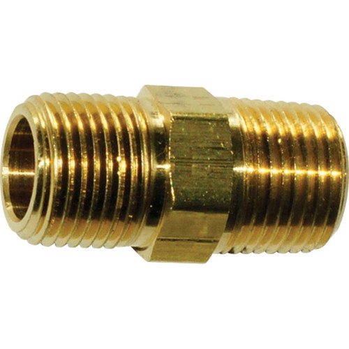 1/16 MPT x 1/16 MPT, Brass Pipe Hex Nipple - 3325X1 - Hi-Line Inc.