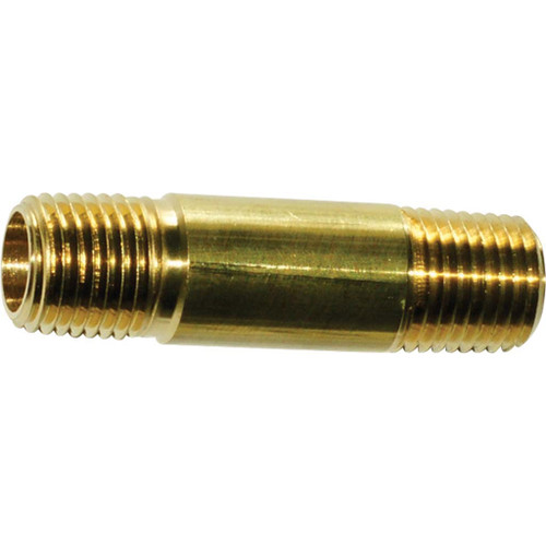 1/4 MPT x 1.50 Length, Brass Pipe Long Nipple - 3327X4 1/4 MPT x 1.50 Length, Brass Pipe Long Nipple - 3327X4