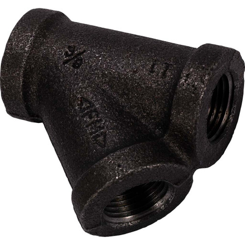 1/2" 45 deg Y Branch Fitting, Schedule 40 Black Pipe, Class 150 - BP8112