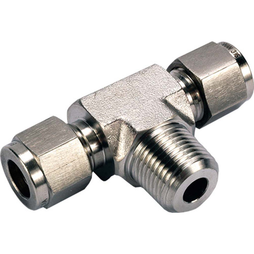 1/8" Tube O.D. x 1/8" MPT Male Branch Tee, Double-Ferrule Stainless Steel 1/8" Tube O.D. x 1/8" MPT Male Branch Tee, Double-Ferrule Stainless Steel