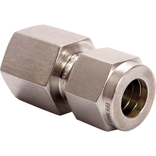 1/8" Tube O.D. x 1/8" FPT Female Connector, Double-Ferrule Stainless Steel 1/8" Tube O.D. x 1/8" FPT Female Connector, Double-Ferrule Stainless Steel