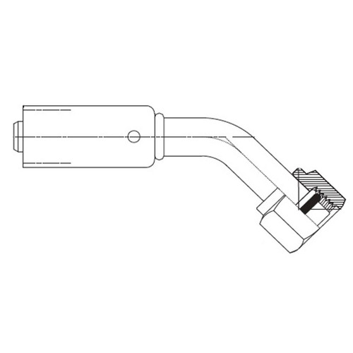5/8" Bumped Tube O-Ring Female Swivel 45 deg Tube Elbow, Coll-O-Crimp 757 'E' Series Hose Fittings 5/8" Bumped Tube O-Ring Female Swivel 45 deg Tube Elbow, Coll-O-Crimp 757 'E' Series Hose Fittings