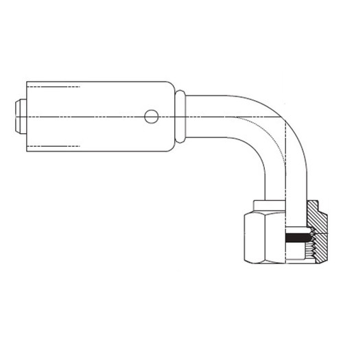 1/2" x 5/16" Bumped Tube O-Ring Female Swivel 90 deg Tube Elbow, Coll-O-Crimp 757 'E' Series Hose Fittings