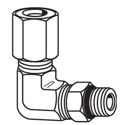 1/2" x 1/2" 90 deg Elbow - Straight Thread O-Ring, Steel Flareless Ermeto Connectors, Hose Adapters - 7515X8
