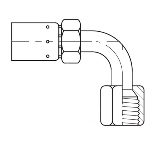 5/16" JIC 37 deg Female Swivel 90 deg Tube Elbow, Coll-O-Crimp E Series Hose Fittings - 04E665