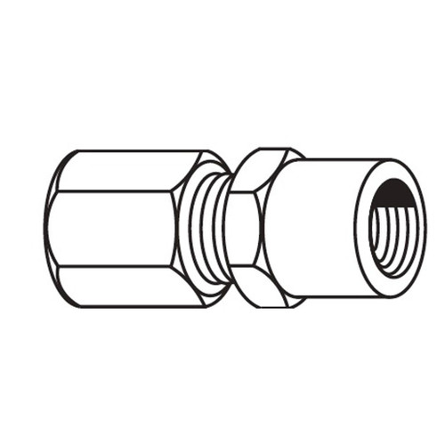 3/8" x 1/4" Female Connector, Steel Flareless Ermeto Connectors, Hose Adapters - 7255X6 3/8" x 1/4" Female Connector, Steel Flareless Ermeto Connectors, Hose Adapters - 7255X6