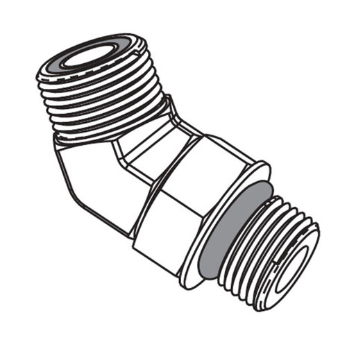 3/8" x 1/4" Straight Thread O-ring 45 Degree Elbow, For-Seal, Hose Adapters 3/8" x 1/4" Straight Thread O-ring 45 Degree Elbow, For-Seal, Hose Adapters