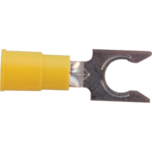 12-10 AWG, 1/4" Stud Size, Locking Fork Terminal, Vinyl Insulated 12-10 AWG, 1/4" Stud Size, Locking Fork Terminal, Vinyl Insulated