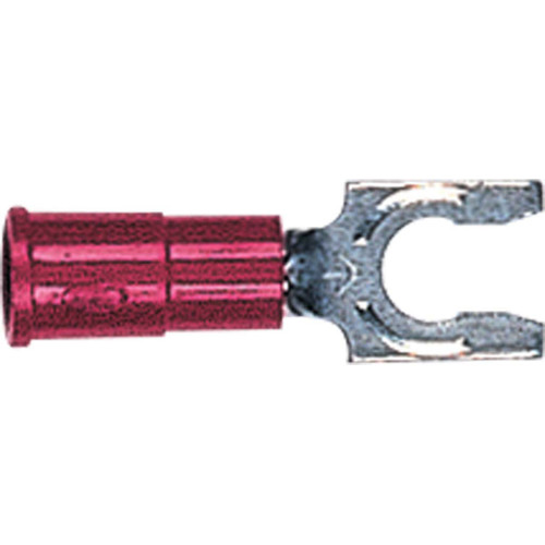 22-18 AWG, #8 Stud Size, Locking Fork Terminal, Vinyl Insulated 22-18 AWG, #8 Stud Size, Locking Fork Terminal, Vinyl Insulated