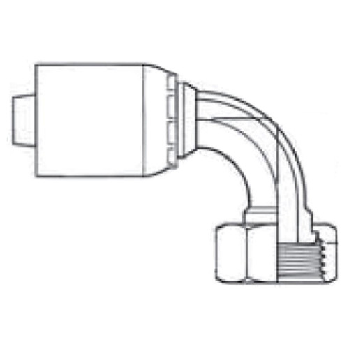 5/8" Female FOR-SEAL Swivel Short Drop 90 deg Tube Elbow WeatherGRIP Z' Series Hose Fittings