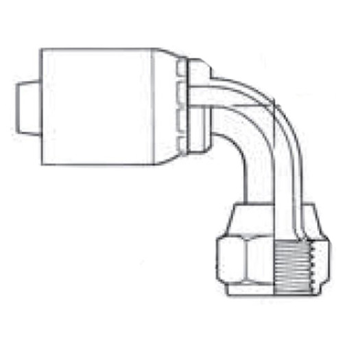 5/8" JIC 37 deg Female Swivel 90 deg Long Drop Tube Elbow, WeatherGRIP 'Z' Series Hose Fittings