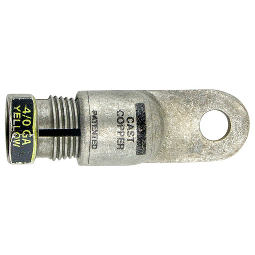 Yellow, 4/0 AWG, 3/8" Stud, Quick Heavy Walled Compression Lugs with Compression Nut