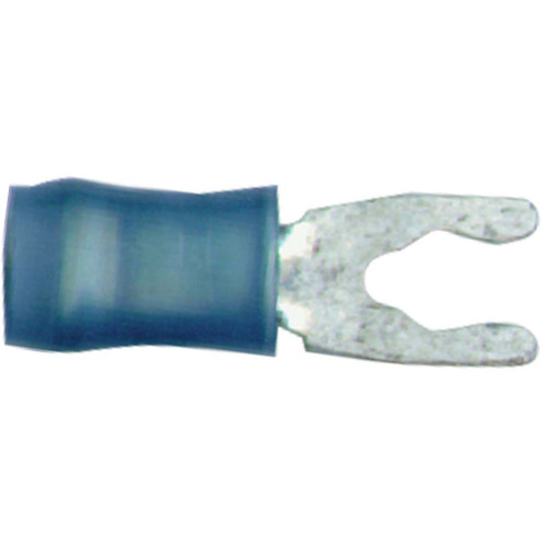 16-14 AWG, #6 Stud Size, Short Spring Fork Terminal, Nylon Insulation 16-14 AWG, #6 Stud Size, Short Spring Fork Terminal, Nylon Insulation