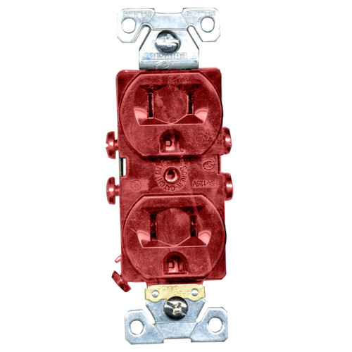 Red Receptacle Duplex - 15A-125V Rating