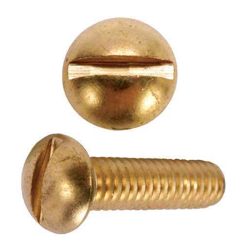 1/4"-20 x 3/4" Slotted Round Head Machine Screw, Brass
