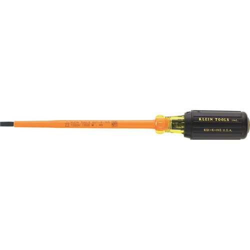 Insulated 3/16" (5 mm) Cabinet-Tip 7" (178 mm) Round-Shank Screwdriver Insulated 3/16" (5 mm) Cabinet-Tip 7" (178 mm) Round-Shank Screwdriver