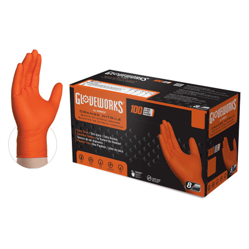 8 Mil Nitrile Gloves with Diamond Texture Grip - XLarge 8 Mil Nitrile Gloves with Diamond Texture Grip - XLarge