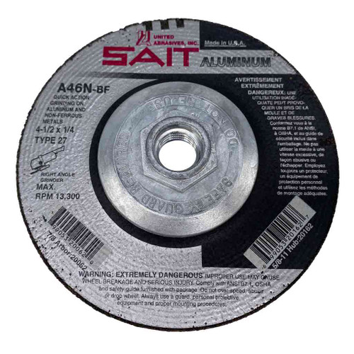 4-1/2 in, 46 Grit Aluminum Grinding Wheels - 5/8-11 Bore