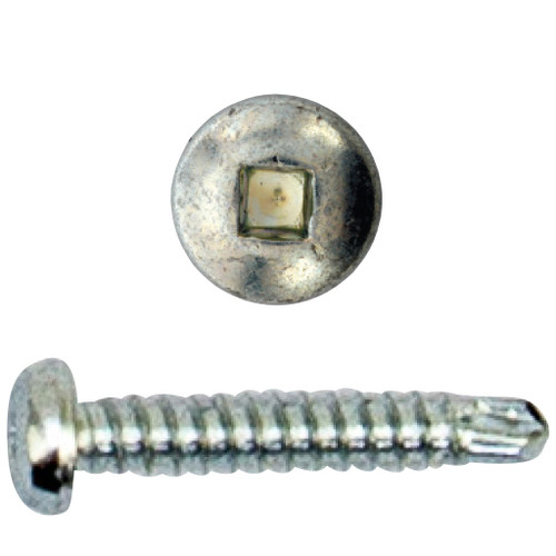 #10 x 2-1/2" Square Drive Pan Head Drill Point Screw, Zinc Plated