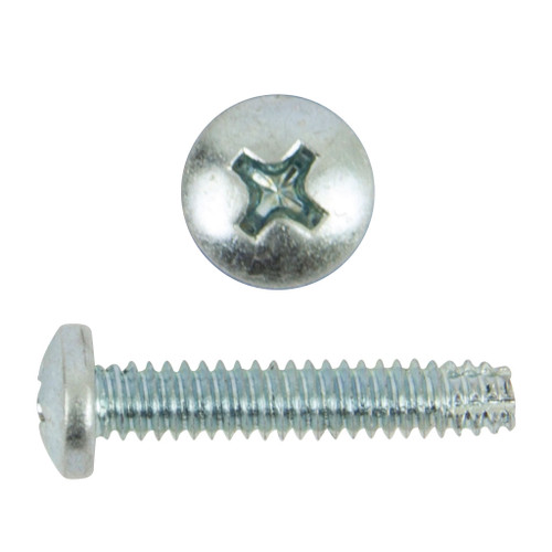 #10-24 x 1" Phillips Pan Head Thread Cutting Screw, Zinc Plated